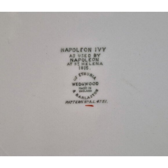 Wedgwood Napoleon Ivy Dinner Plate 10.5 in Queens Ware England Green Vine - Picture 5 of 10